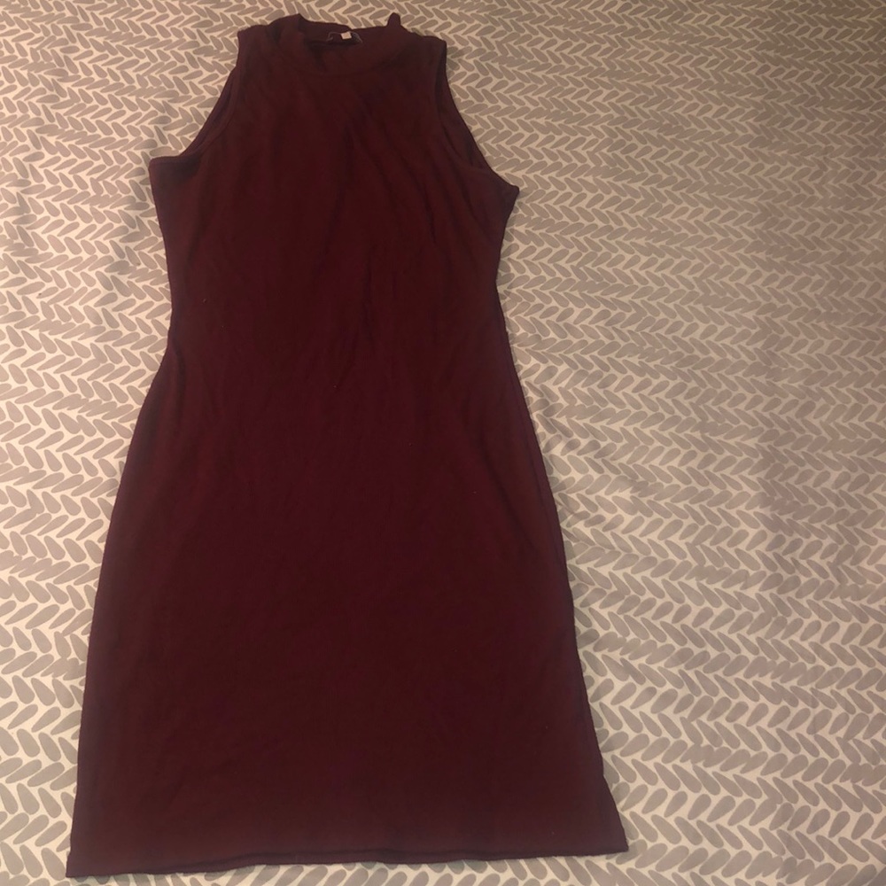 Burgundy turtle neck dress